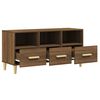 vidaXL TV Cabinet Brown Oak Engineered Wood, Solid Eucalyptus Wood Medium