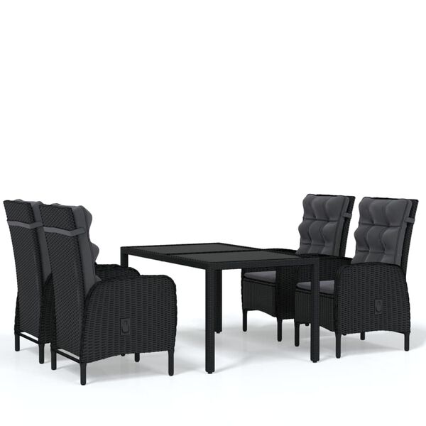 vidaXL Garden Dining Set Black