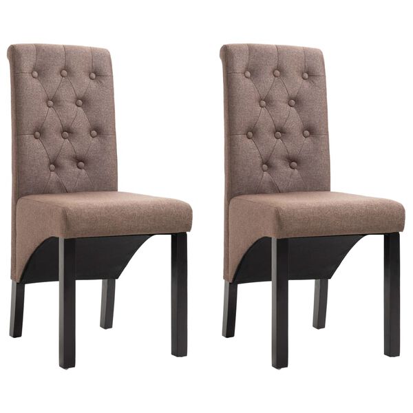 vidaXL Dining Chair Set of 2 Brown Fabric Standard Ergonomic