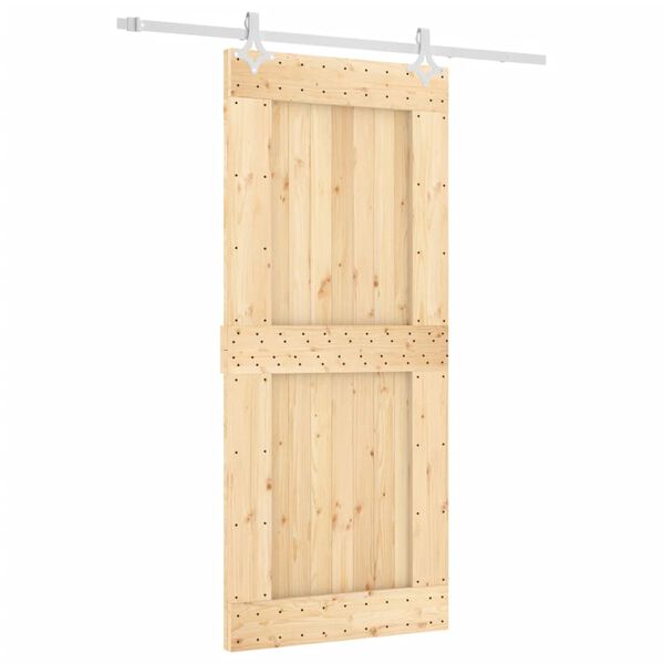 vidaXL Sliding Door with Hardware Set 35.4x82.7" Solid Wood Pine