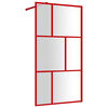vidaXL Walk-in Shower Wall with Clear ESG Glass Red 39.4"x76.8"