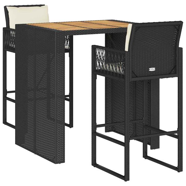 vidaXL Garden Bar Set Black and Cream
