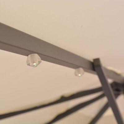 vidaXL Hanging Parasol with LED Lighting 118.1" Sand Metal Pole