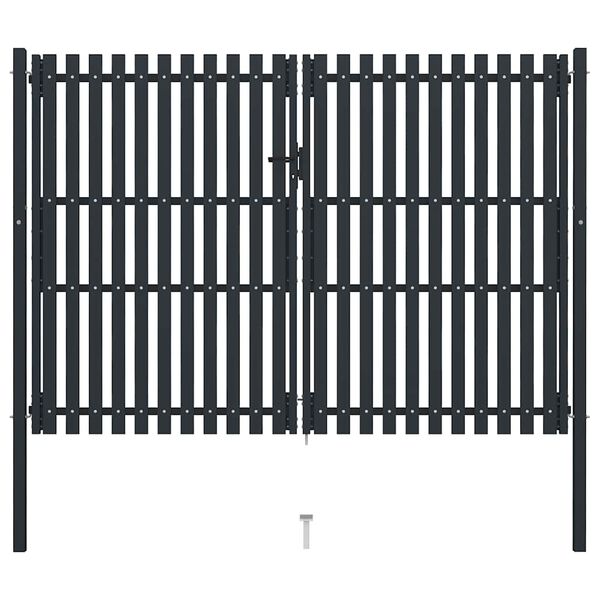 vidaXL Double Door Fence Gate Steel 118.1x78.7" Anthracite
