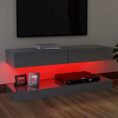 vidaXL TV Stand with LED Lights High Gloss Gray 47.2"x13.8"