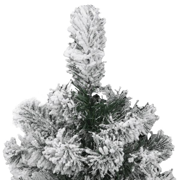 vidaXL Artificial Hinged Christmas Tree Green and White PVC, Iron 59 in