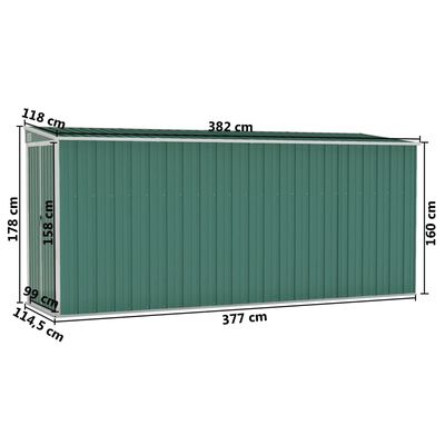 vidaXL Wall-mounted Garden Shed Green 46.5"x150.4"x70.1" Galvanized Steel
