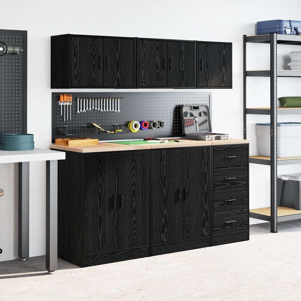 vidaXL Garage Wall Cabinet Black Engineered Wood