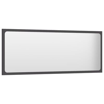 vidaXL Bathroom Mirror Gray 39.4"x0.6"x14.6" Engineered Wood