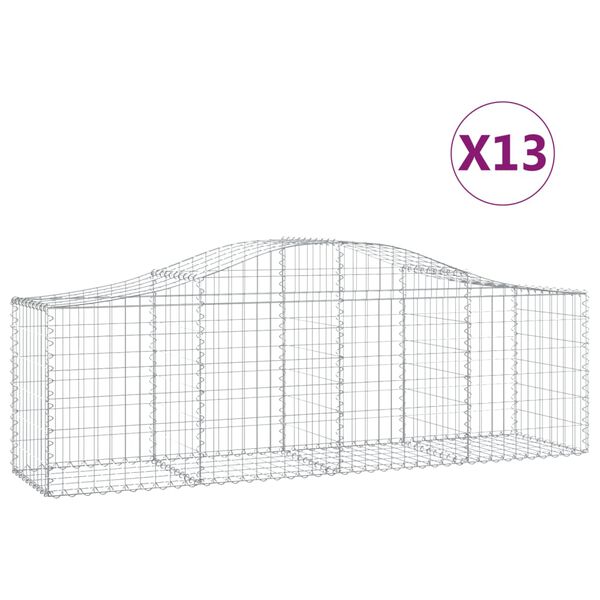 vidaXL Gabion Basket Set of 13 Silver Galvanized iron Large