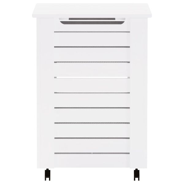 vidaXL Laundry Basket with Wheels "RANA" White 17.7x17.7x25.2" Solid Wood Pine