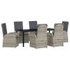 vidaXL Garden Dining Set with Cushion 7 pcs Grey Poly Rattan