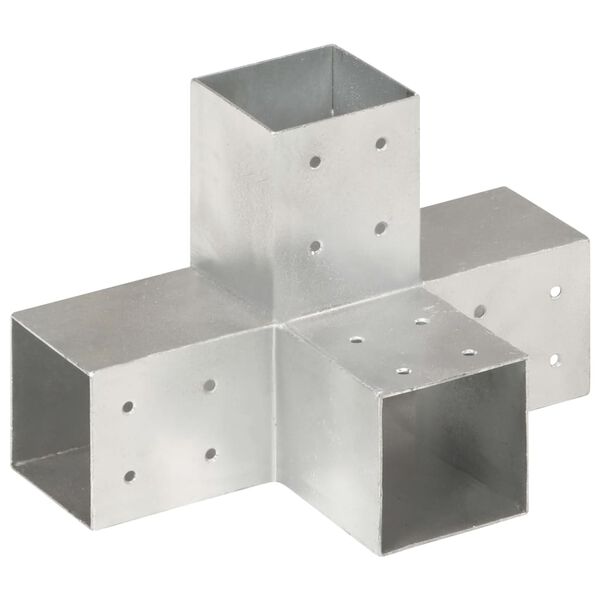 vidaXL Post Connectors 4 pcs X Shape Galvanised Metal 3.19x3.19"