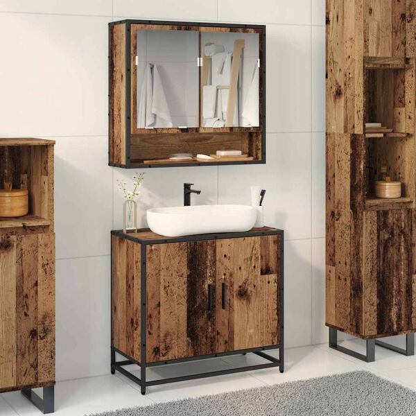 vidaXL Bathroom Sink Cabinet Old Wood 25.59 x 12.99 x 23.62 in
