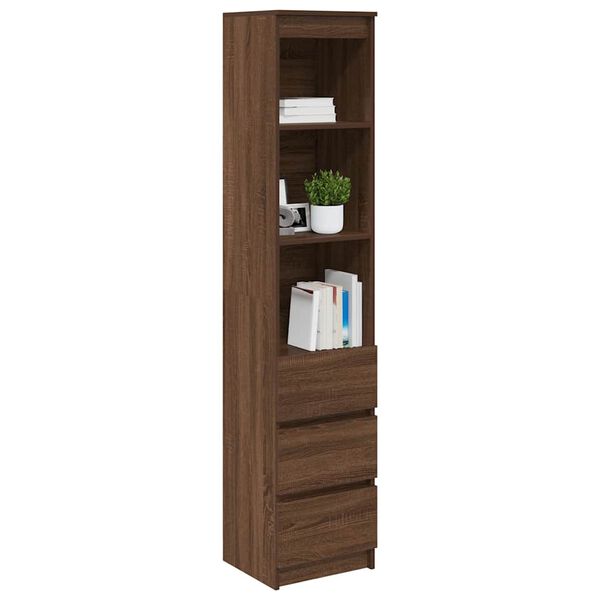 vidaXL Highboard Brown oak Engineered wood 14.8 x 13.8 x 70.9 in