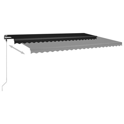 vidaXL Manual Retractable Awning with LED 196.9"x118.1" Anthracite