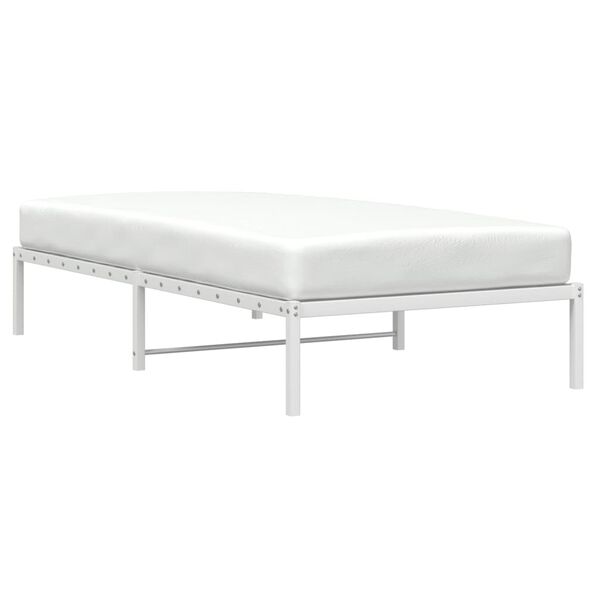 vidaXL Metal Bed Frame without Mattress White 39.4"x74.8"