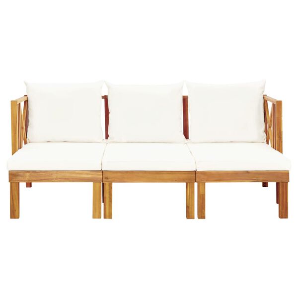 vidaXL Bench Cream and Wood Solid acacia wood and fabric (100% polyester)