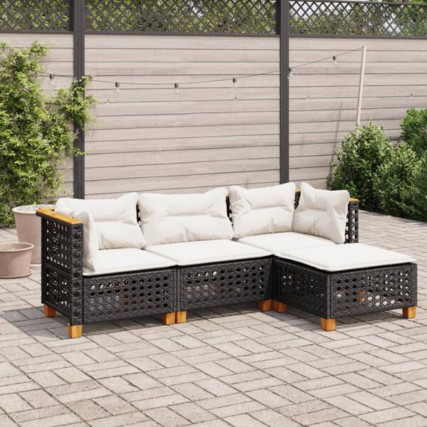 vidaXL Garden Sofa Set Black
