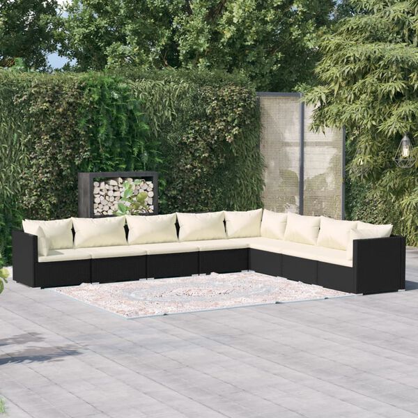 vidaXL Garden Lounge Set Black, Cream