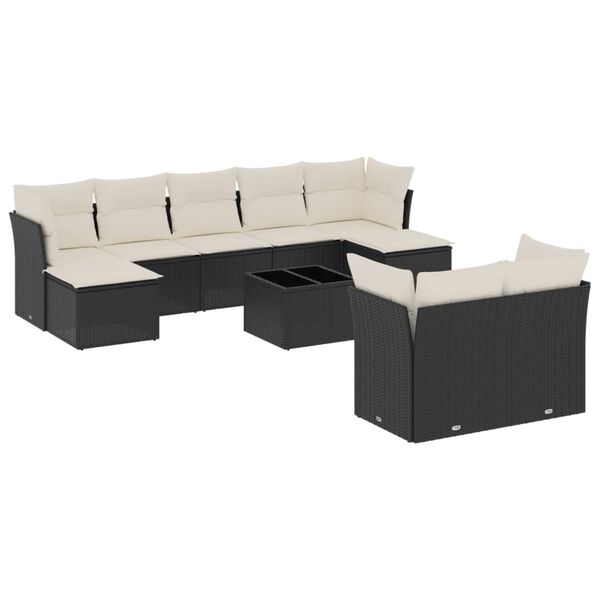 vidaXL Garden Sofa Set Black, Cream White