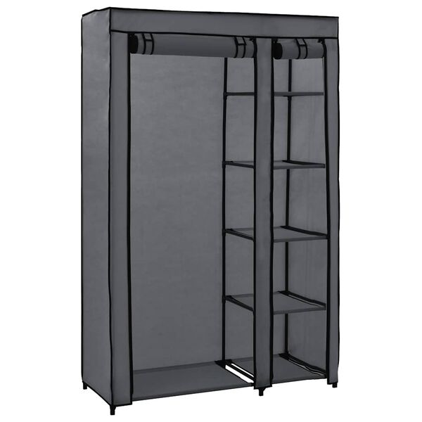 vidaXL Folding Wardrobe Gray Fleece fabric cover and steel frame