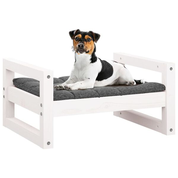 vidaXL Dog Bed White Solid pine wood 21.9 x 17.9 in Durable Dog Bed