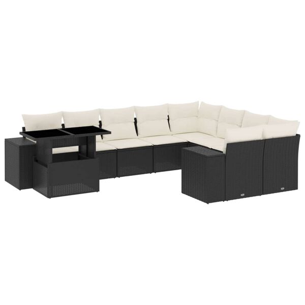 vidaXL Garden Sofa Set Black, Cream white