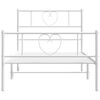 vidaXL Bed Frame White Powder-Coated Steel Twin Bed Frame Rectangular