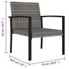 vidaXL Dining Chair Set of 4 Grey Poly Rattan, Steel, Polyester Standard