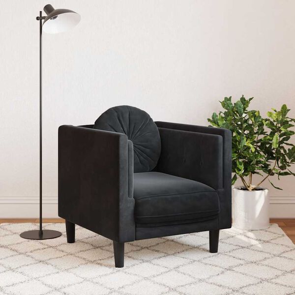 vidaXL Sofa Chair Black Velvet (100% polyester), plywood, solid wood