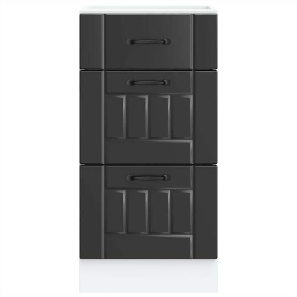 vidaXL Kitchen Base Cabinet Black Engineered Wood Medium Adjustable Feet