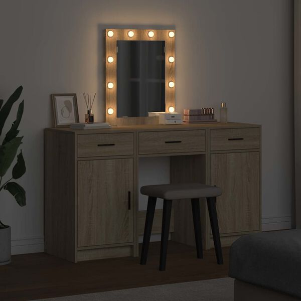 vidaXL Dressing Table Brown 19.69 x 16.14 x 53.15 in Engineered Wood