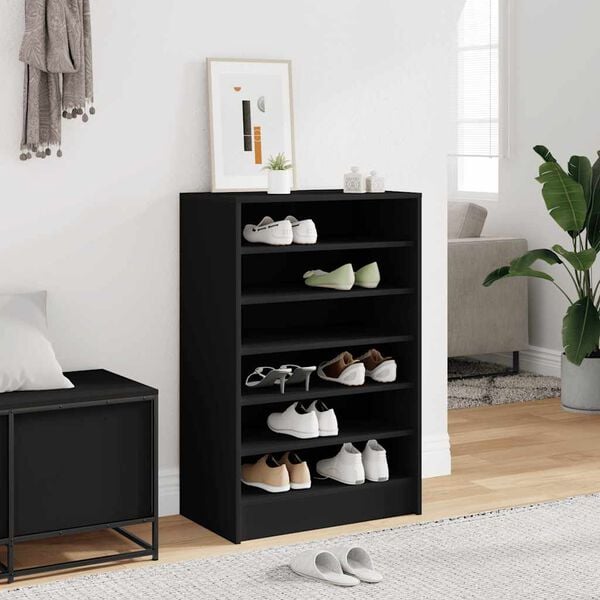 vidaXL Shoe Cabinet Black Engineered wood 23.6 x 13.8 x 36.2 in