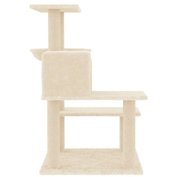 vidaXL Cat Tree Cream Engineered wood, plush, sisal Large Cat Tree