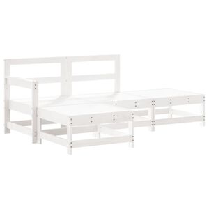 vidaXL Garden Lounge Set White Solid pine wood Medium Modular