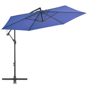 vidaXL Cantilever Garden Parasol Blue Polyester, Metal Large Tiltable