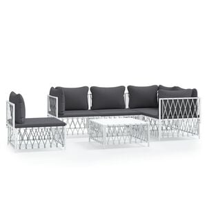 vidaXL Garden Lounge Set White with Dark Gray Cushions