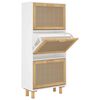 vidaXL Shoe Cabinet White 20.5"x9.8"x45.3" Engineered Wood&Natural Rattan