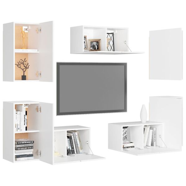 vidaXL TV Cabinet White Engineered Wood TV Cabinet Rectangular Modern