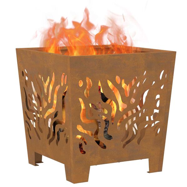 vidaXL Fire Pit Brown 15.75 x 15.75 x 15.75 in Steel