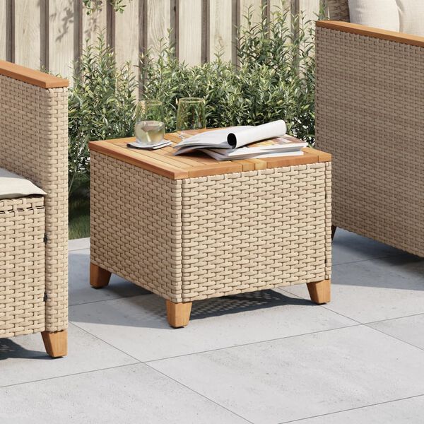 vidaXL Garden Table Beige and Brown PE rattan Medium