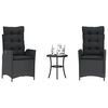 vidaXL Bistro Set Black Poly rattan, Powder-coated steel, Polyester