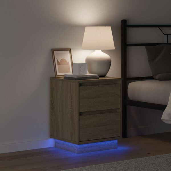 vidaXL Bedside Cabinet with Drawer Sonoma Oak 15.35 x 13.58 x 19.69 in