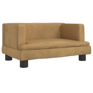 vidaXL Kids Sofa Brown Velvet, solid pine wood, plastic Mini Cool Design