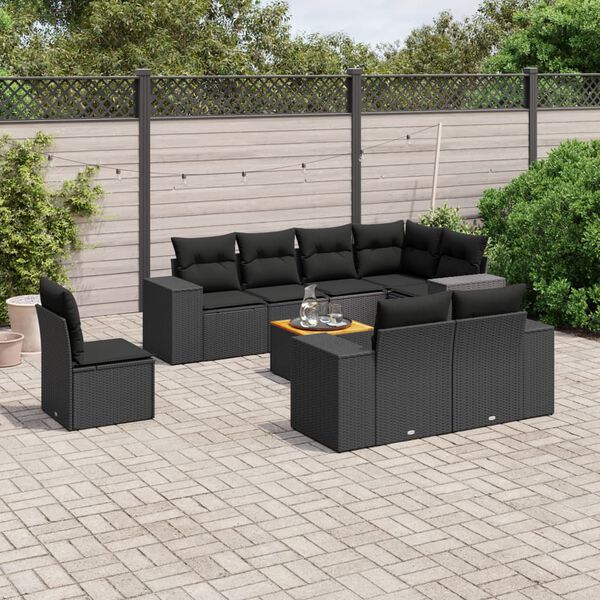 vidaXL Garden Sofa Set Black