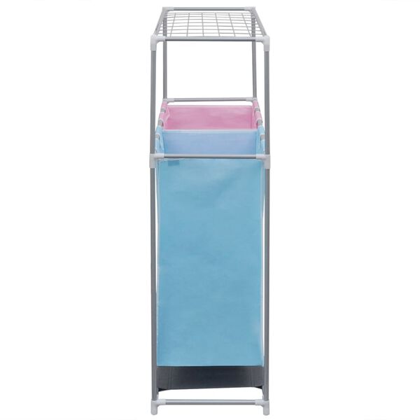 vidaXL 2-Section Laundry Sorter Hampers 2 pcs with a Top Shelf for Drying