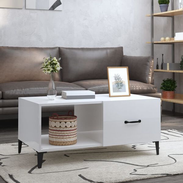 vidaXL Coffee Table High gloss white Engineered wood Medium Coffee Table