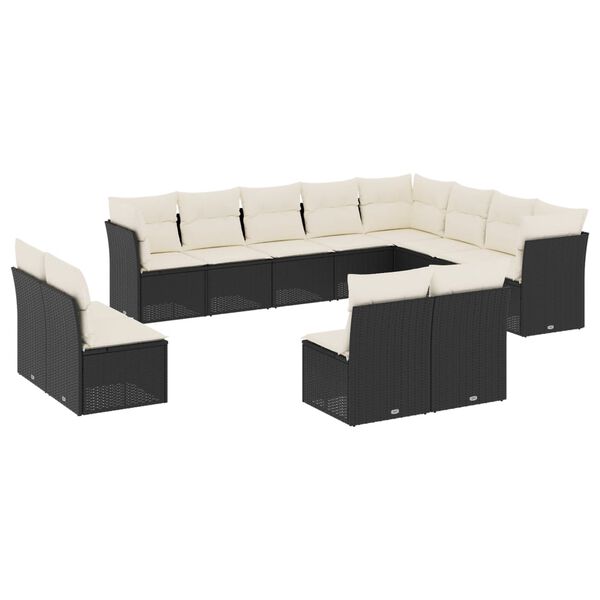 vidaXL Garden Sofa Set Black PE Rattan Large Modular Garden Sofa Set