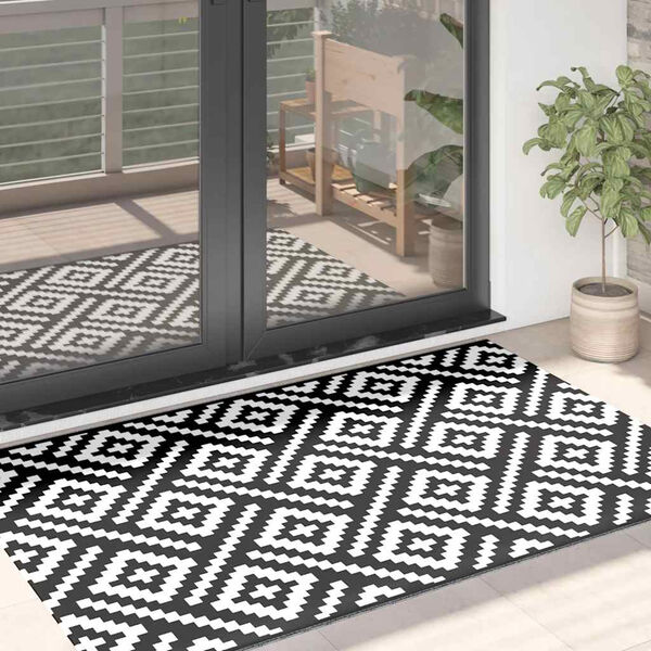 vidaXL Patio Carpet ARAKIL White and Black 47.2x70.9" PP
